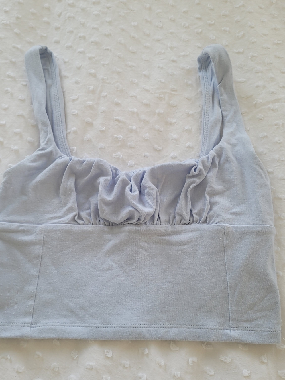 Wilfred Free Pale Blue Ruched Bust Crop Tank